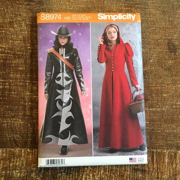 Simplicity Sewing Pattern S8974 Long Coat Costume Fallout Fantasy 6-14 UNCUT - Picture 1 of 2